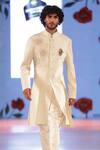 Shop_Rohit Bal_Ivory Matka Silk Embroidered Floral Pattern Sherwani_at_Aza_Fashions