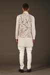 Shop_Rohit Bal_White Linen, Lining Silk Bird, Floral Print Bundi _at_Aza_Fashions