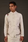 Buy_Rohit Bal_White Matka , Lining Floral Embroidered Bundi _at_Aza_Fashions