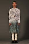 Buy_Rohit Bal_White Linen Bird, Floral Print Kurta Set _at_Aza_Fashions