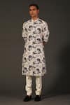 Buy_Rohit Bal_White Chanderi Floral Print Kurta Set _at_Aza_Fashions