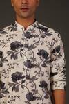 Rohit Bal_White Chanderi Floral Print Kurta Set _Online_at_Aza_Fashions