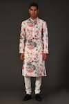 Buy_Rohit Bal_White Linen Printed Floral Kurta Set  _at_Aza_Fashions