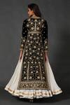Shop_Rohit Bal_Black Cotton, Velvet, Lining Floral Round Embroidered Anarkali Set _at_Aza_Fashions