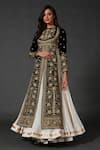 Buy_Rohit Bal_Black Cotton, Velvet, Lining Floral Round Embroidered Anarkali Set _at_Aza_Fashions