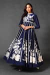 Buy_Rohit Bal_Blue Chanderi Silk Embroidered Floral Round Anarkali Gown  _at_Aza_Fashions