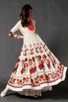 Rohit Bal_White Chanderi, Lining Cotton Floral Mandarin Collar Print Anarkali Set _Online_at_Aza_Fashions