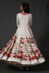 Shop_Rohit Bal_White Chanderi Silk, Lining Cotton Floral Mandarin Collar Printed Anarkali Set _at_Aza_Fashions