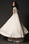 Shop_Rohit Bal_White Chanderi, Lining Cotton Floral Mandarin Collar Embroidered Anarkali Set _at_Aza_Fashions