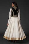 Shop_Rohit Bal_Black Silk Velvet Embroidered Floral Mandarin Collar Jacket And Anarkali Set _at_Aza_Fashions