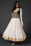 Buy_Rohit Bal_Black Chanderi, Silk Velvet, Lining Cotton Embroidered Jacket And Anarkali Set _at_Aza_Fashions