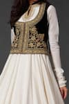 Rohit Bal_Black Chanderi, Silk Velvet, Lining Cotton Embroidered Jacket And Anarkali Set _Online_at_Aza_Fashions