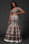 Buy_Rohit Bal_White Chanderi Silk Embroidered Floral Scoop Neck Bridal Lehenga Set _at_Aza_Fashions