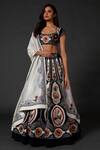 Buy_Rohit Bal_White Chanderi Embroidered Floral Scoop Neck Silk Lehenga Set  _at_Aza_Fashions