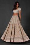 Rohit Bal_White Net Embroidered Floral Scoop Neck Bridal Lehenga Set  _Online_at_Aza_Fashions