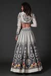 Shop_Rohit Bal_White Chanderi Embroidered Floral High Neck Bridal Lehenga Set _at_Aza_Fashions