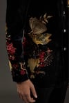 Rohit Bal_Black Silk Velvet Printed Bird Bandhgala  _Online_at_Aza_Fashions