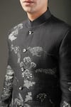 Buy_Rohit Bal_Black Chanderi Silk Printed Floral Shibori Bandhgala  _Online_at_Aza_Fashions