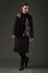 Buy_Rohit Bal_Black Silk Velvet Embroidered Floral Nehru Jacket  _at_Aza_Fashions