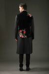 Shop_Rohit Bal_Black Silk Velvet Embroidered Floral Nehru Jacket  _at_Aza_Fashions