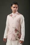 Rohit Bal_Pink Matka Silk Embroidered Floral Resham Nehru Jacket  _Online_at_Aza_Fashions