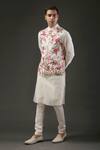 Buy_Rohit Bal_Ivory Matka Silk Embroidered Floral Resham Nehru Jacket  _at_Aza_Fashions