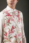 Rohit Bal_Ivory Matka Silk Embroidered Floral Resham Nehru Jacket  _Online_at_Aza_Fashions