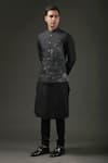 Rohit Bal_Black Chanderi Silk Printed Animal Shibori Nehru Jacket _Online_at_Aza_Fashions