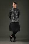 Buy_Rohit Bal_Black Chanderi Silk Printed Animal Shibori Nehru Jacket _at_Aza_Fashions