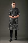 Buy_Rohit Bal_Black Kurta Chanderi Silk Printed Animal Shibori Set _at_Aza_Fashions