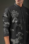 Rohit Bal_Black Kurta Chanderi Silk Printed Animal Shibori Set _Online_at_Aza_Fashions