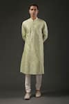 Buy_Rohit Bal_Green Kurta Chanderi Silk Embroidered Resham Set _at_Aza_Fashions