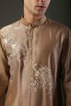 Rohit Bal_Brown Kurta Chanderi Silk Embroidered Resham Set_Online_at_Aza_Fashions