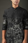 Rohit Bal_Black Kurta Chanderi Silk Printed Floral Shibori Set _Online_at_Aza_Fashions