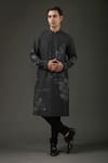 Buy_Rohit Bal_Black Kurta Chanderi Silk Printed Animal Shibori Set _at_Aza_Fashions