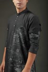 Rohit Bal_Black Kurta Chanderi Silk Printed Animal Shibori Set _Online_at_Aza_Fashions