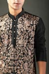 Rohit Bal_Black Kurta Chanderi Silk Embroidered Resham Set _Online_at_Aza_Fashions