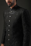 Rohit Bal_Black Chanderi Silk Embroidered Resham Quilted Sherwani  _Online_at_Aza_Fashions