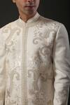 Rohit Bal_Ivory Matka Silk Embroidered Resham Sherwani  _Online_at_Aza_Fashions