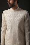 Rohit Bal_Ivory Matka Silk Embroidered Resham Sherwani  _Online_at_Aza_Fashions