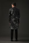 Shop_Rohit Bal_Black Chanderi Silk Printed Shibori Quilted Sherwani _at_Aza_Fashions