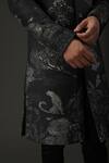 Rohit Bal_Black Chanderi Silk Printed Shibori Quilted Sherwani _Online_at_Aza_Fashions