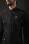 Rohit Bal_Black Matka Silk Embroidered Resham Sherwani  _Online_at_Aza_Fashions