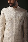 Rohit Bal_Ivory Matka Silk Embroidered Resham Sherwani  _Online_at_Aza_Fashions