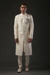 Buy_Rohit Bal_Ivory Matka Silk Embroidered Resham Sherwani  _at_Aza_Fashions