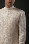 Rohit Bal_Ivory Matka Silk Embroidered Resham Sherwani  _Online_at_Aza_Fashions