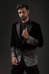 Rohit Bal_Black Silk Velvet Embroidered Tuxedo _Online_at_Aza_Fashions