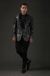 Buy_Rohit Bal_Black Chanderi Silk Printed Shibori Quilted Tuxedo _at_Aza_Fashions