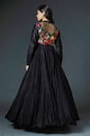 Shop_Rohit Bal_Black Chanderi Silk Lining Cotton Thread Band Floral Embroidered Anarkali Set _at_Aza_Fashions