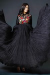 Buy_Rohit Bal_Black Chanderi Silk Lining Cotton Thread Band Floral Embroidered Anarkali Set _Online_at_Aza_Fashions